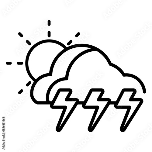 Sun and thunderstrom vector icon. Weather icon line style. perfect use for logo, presentation, website, and more. modern icon design outline style 