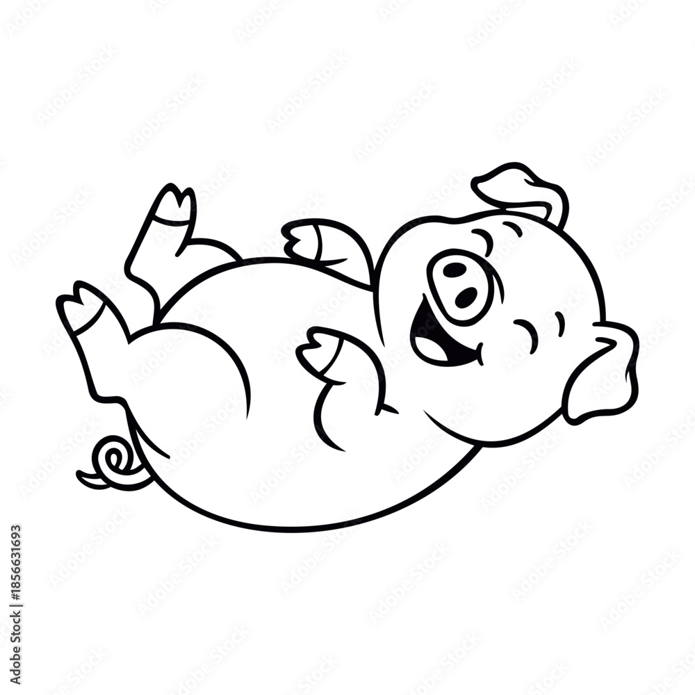 Naklejka premium Line Laugh Pig Illustration Character Vector Logo Template