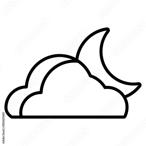 Cloudy night vector icon. Weather icon line style. perfect use for logo, presentation, website, and more. modern icon design outline style 
