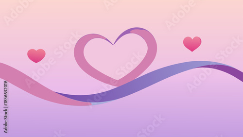 Minimalist Loving Pink and Purple Heart Illustration for Valentine's Day