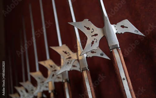 фотографія Close-up on the line of the halberds