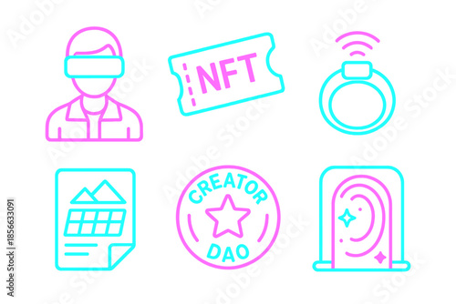 Elements of digital assets showing user interaction, tokens, and community concepts in online environments