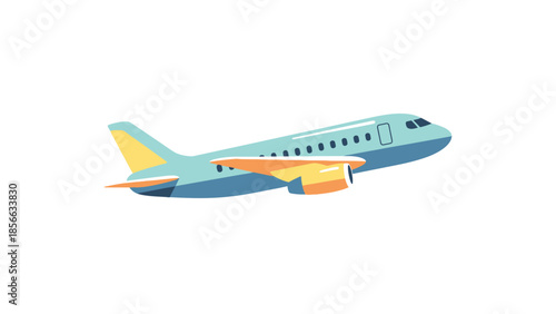 A commercial airplane is flying through the sky with its engines running