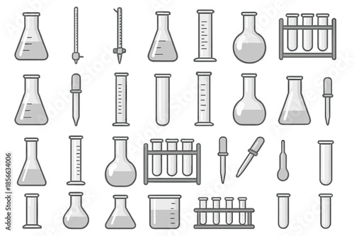 Various lab equipment and glassware used in scientific experiments and research