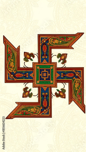 Ornate Cross Pattern with Medieval Marginalia in Warm Tones