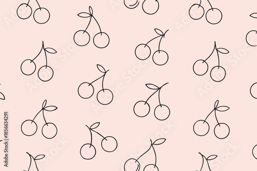 Cherries in a simple pattern on a light background showing a design ideal for various crafts and decorations