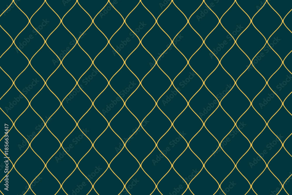 Fototapeta premium Pattern of curved lines in yellow on a dark green background designed for use in various creative projects