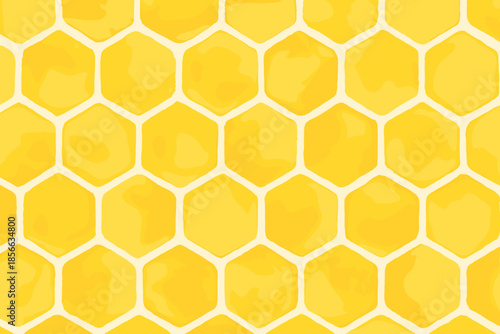 Pattern of hexagonal shapes in yellow color showing a honeycomb design in a simple and clean style