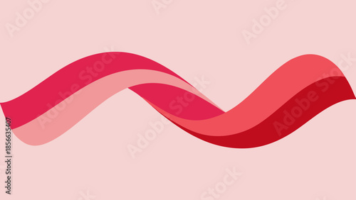 Minimalist Soft Pink and Red Abstract Wavy Ribbon Illustration
