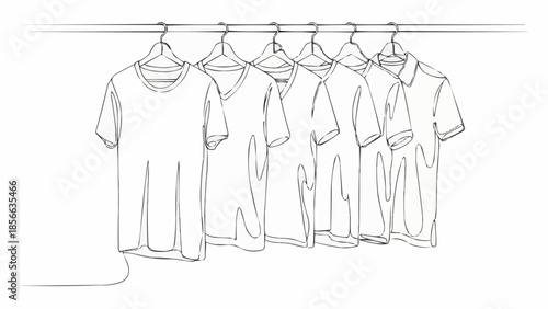 Row of T-Shirts Hanging on a Clothesline.