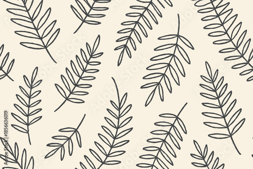 Leaf pattern design with simple lines on a light background suitable for various creative projects and crafts
