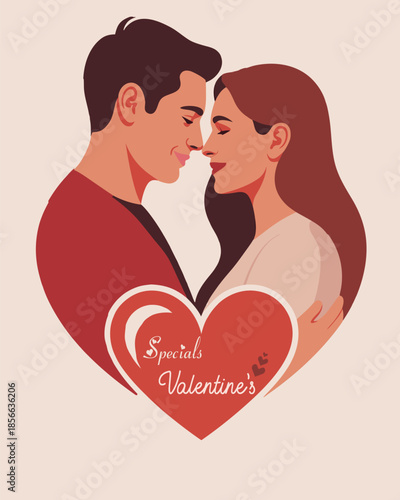 Man giving a heart gift to woman for Valentine's Day surprise