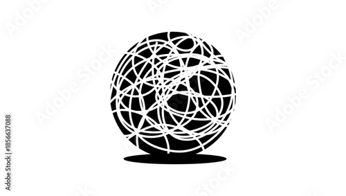 ball of wool symbol, black isolated silhouette