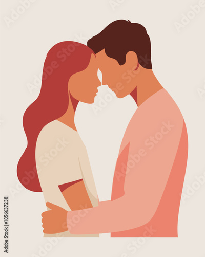 Young couple in love hugging on romantic Valentine's Day date