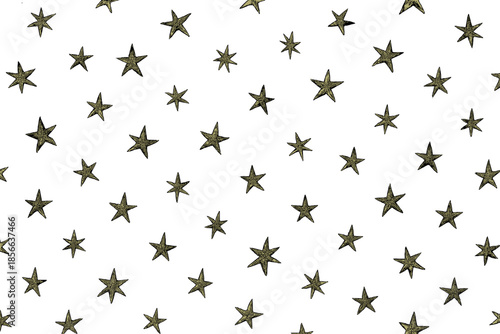 Stars in a random pattern on a white background showing various sizes and arrangements with no specific focus