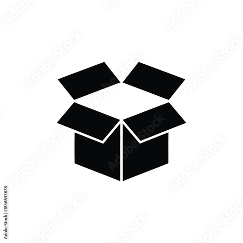 An open cardboard box simple black and white illustration