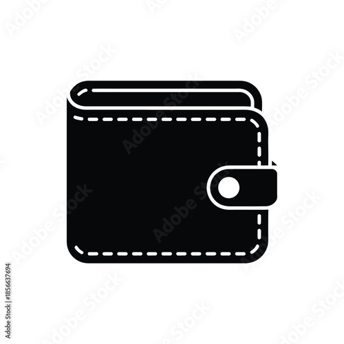 Simple black and white icon depicting a closed leather wallet