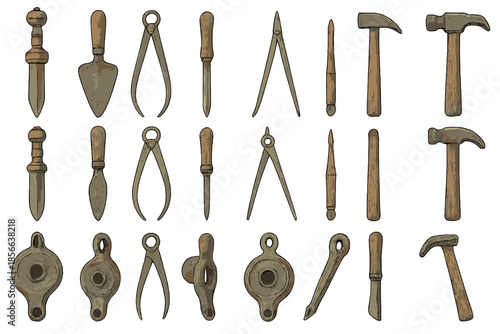 Collection of hand tools for building and crafting in a workshop setting