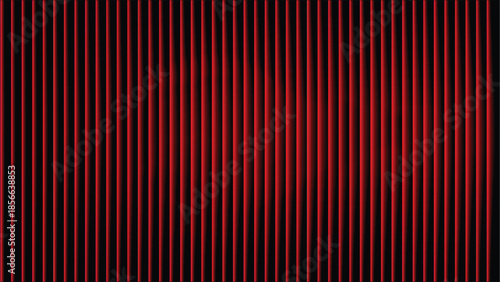 Striking abstract background featuring vibrant red vertical blinds illuminated by a central bright spotlight effect creating texture and drama.