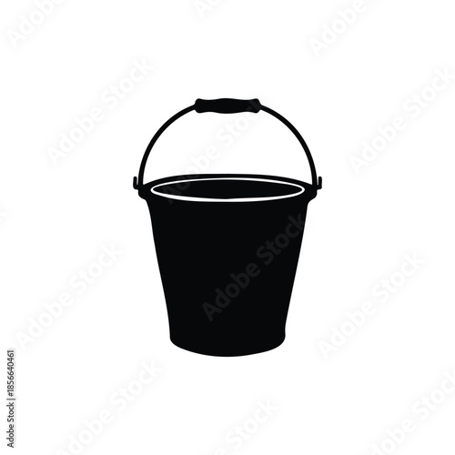 Garden bucket silhouette icon vector flat design.