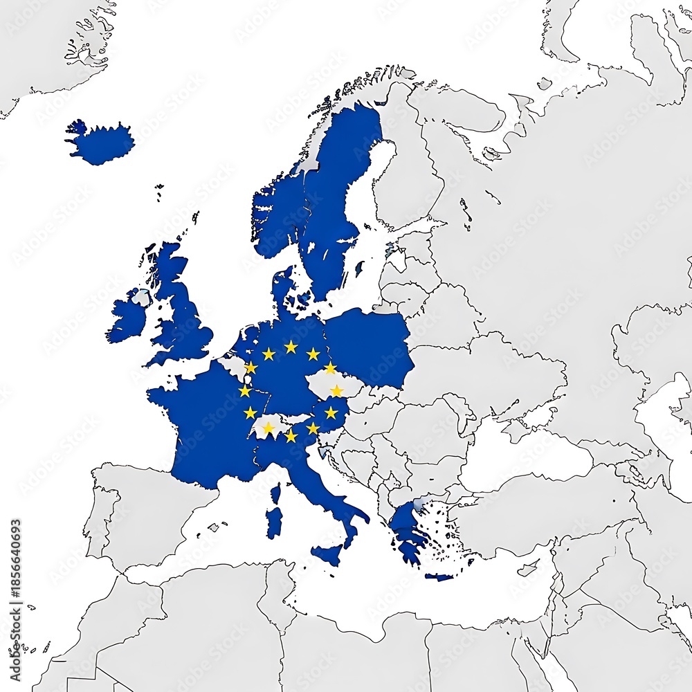 Obraz premium Map of europe highlighting eu member states