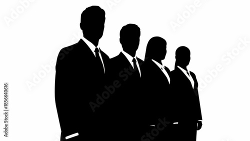 Silhouette of a diverse group of business professionals standing together.