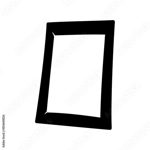 Black and white illustration of a slightly distorted rectangular frame shape