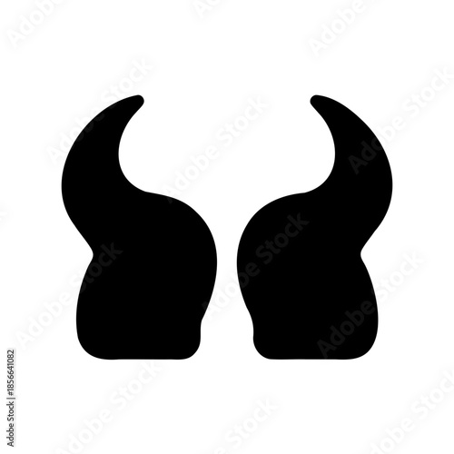 Stylized black horns isolated on a white background, perfect for design