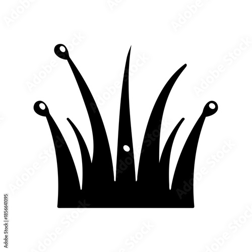 Whimsical Black Silhouette of a Jester's Hat with Bubbles on White Background
