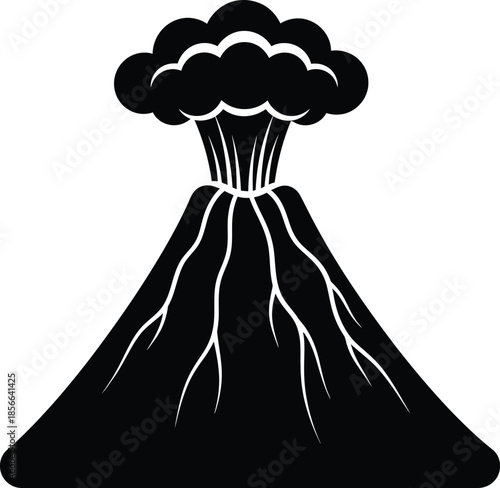 Volcano Eruption Lava Mountain Silhouette Vector