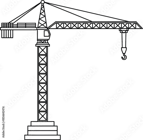 Tower Crane Construction Equipment Vector Illustration