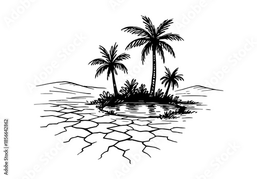 Oasis hand drawn simple sketch vector illustration