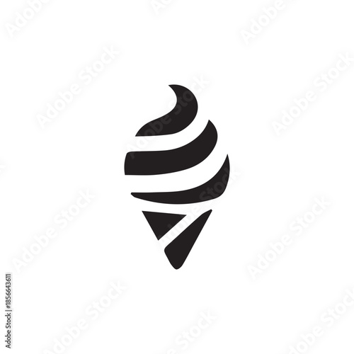 Minimalist black and white soft serve ice cream cone icon