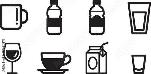 Drinks and beverages icons set for commercial use