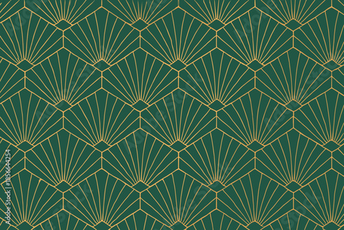 Graphic pattern with geometric shapes and lines on green background that creates a textured design