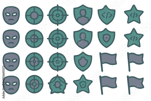 Symbols and shapes used for design in various contexts including security and identification