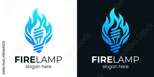 Creative smart logo design illustration. Inspiration vector symbol idea light bulb with fire icon design template