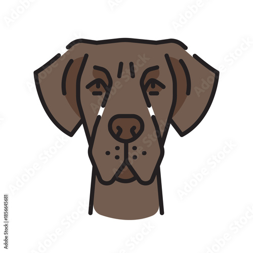 great dane black line icon for digital and print projects. Dog breed.