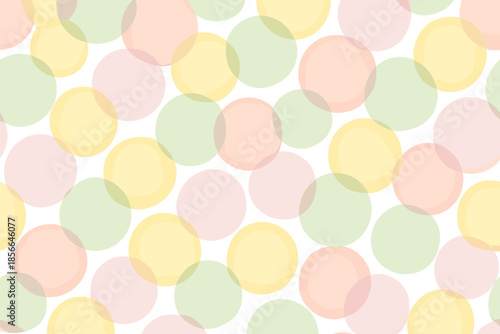 Colorful circles with soft edges scattered on a white background create an interesting design pattern in a playful arrangement