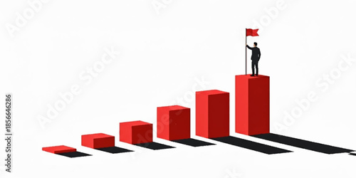 Creative Marketing Business Growth Concept Vector Illustration Versatile Abstract Background. Conceptual art, White, red, yellow, black, and blue colored.  