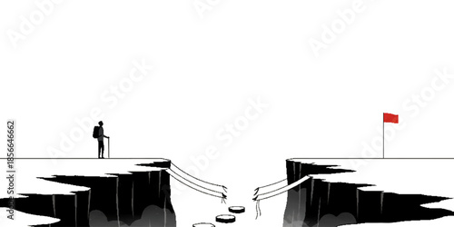 Creative Marketing Business Growth Concept Vector Illustration Versatile Abstract Background. Conceptual art, White, red, yellow, black, and blue colored.  