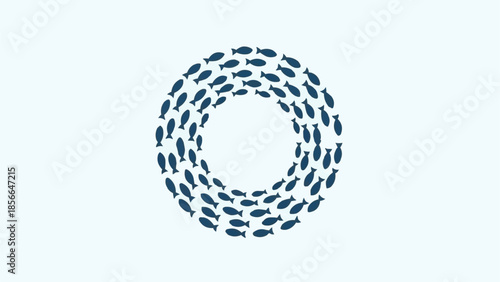 School of Fish Swimming in a Circular Pattern.