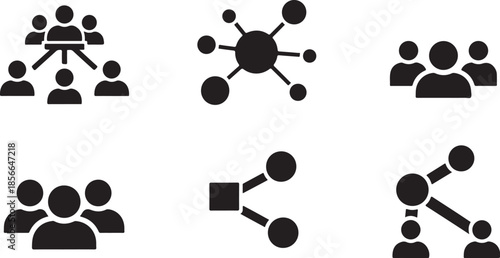 Black icons of people networking and communicating