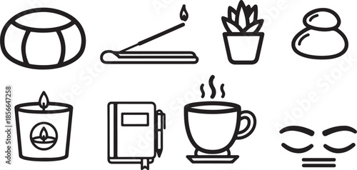 Minimalist icons for relaxation and daily routine