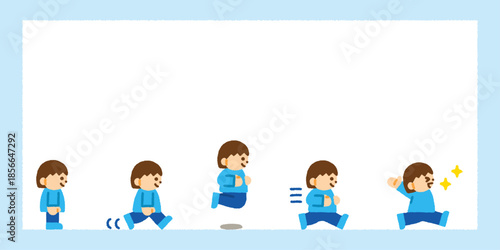 女の子 横向き アイコン 横長フレーム 背景 手描き パステル