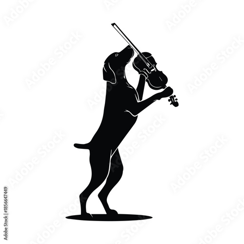 Dog playing violin Vector, illustration