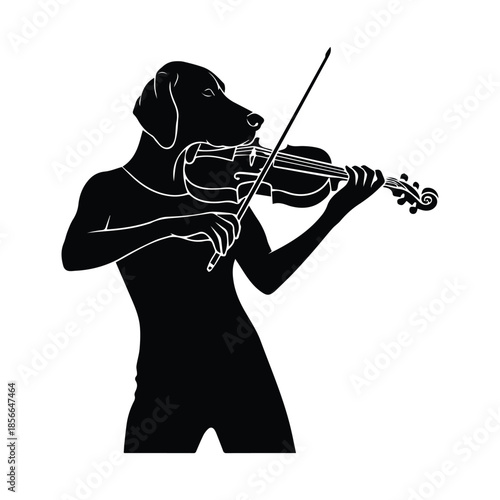 Dog playing violin Vector, illustration