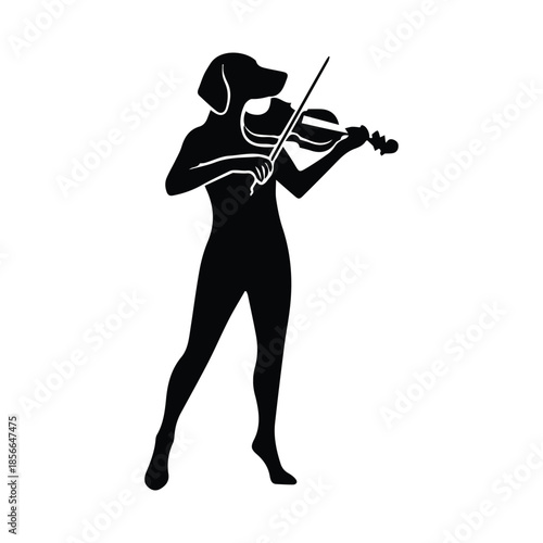Dog playing violin Vector, illustration