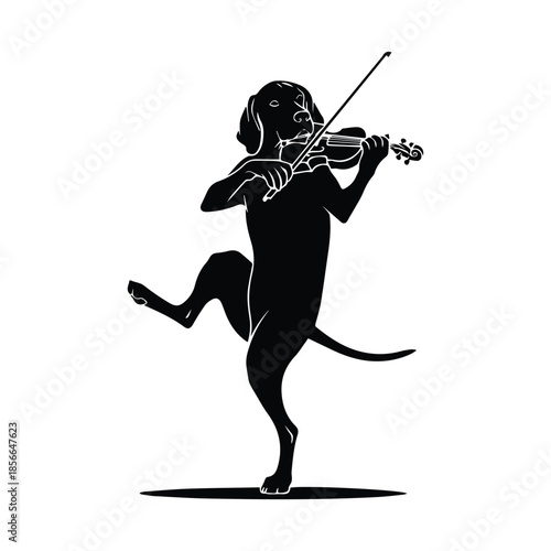 Dog playing violin Vector, illustration