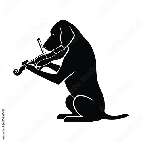 Dog playing violin Vector, illustration